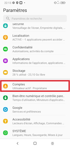 Supprimer un compte Google
